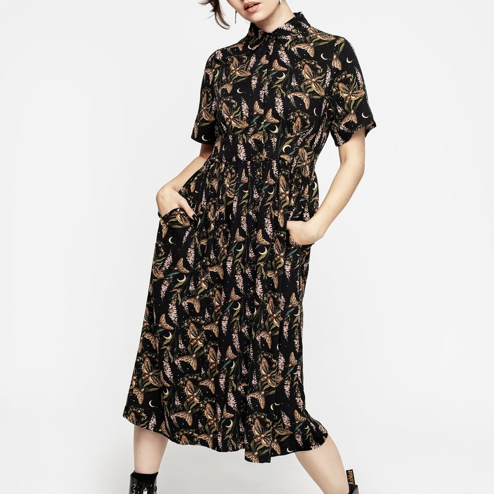 Disturbia Black Floral Midi Dress